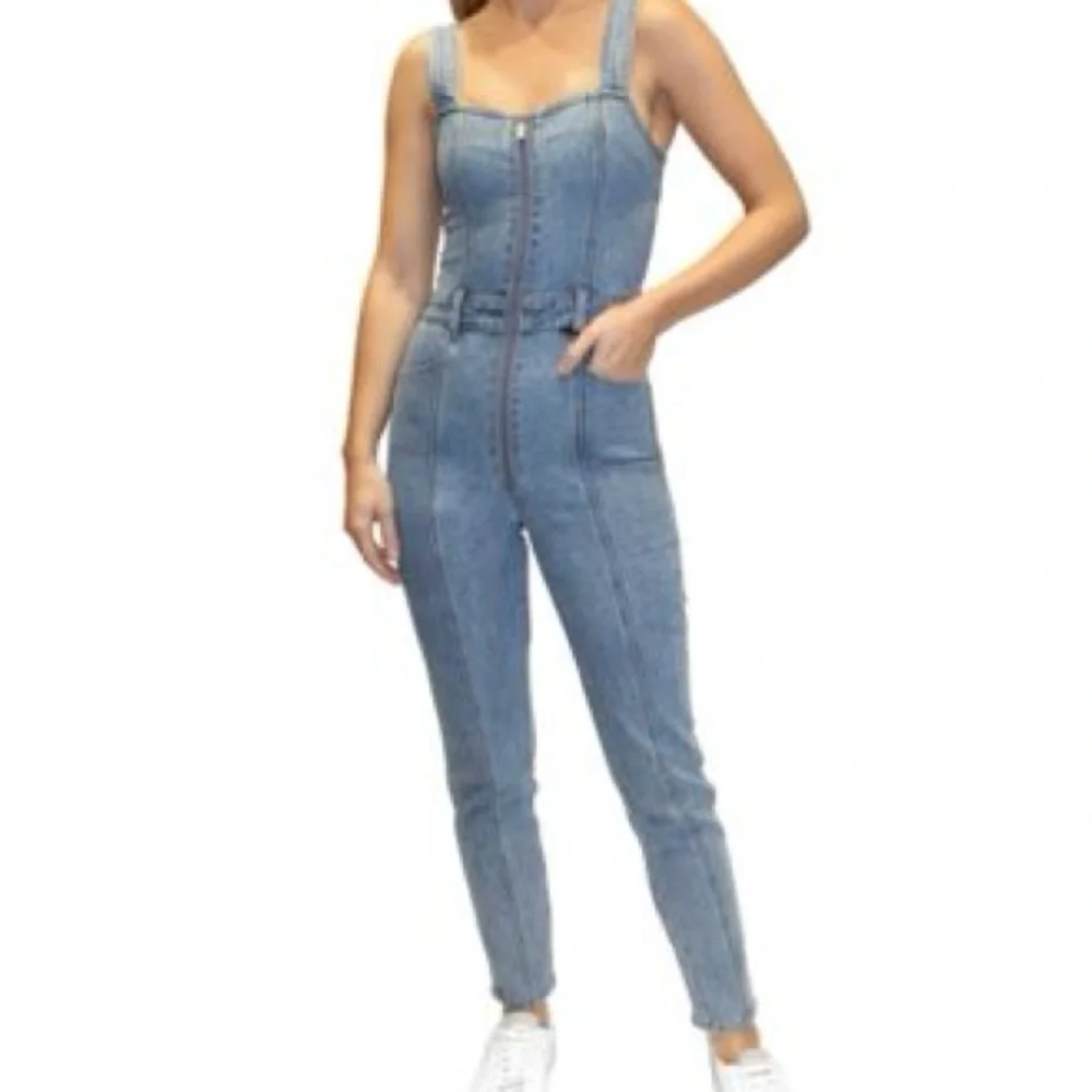 Almost Famous Zip-Front Skinny Overalls